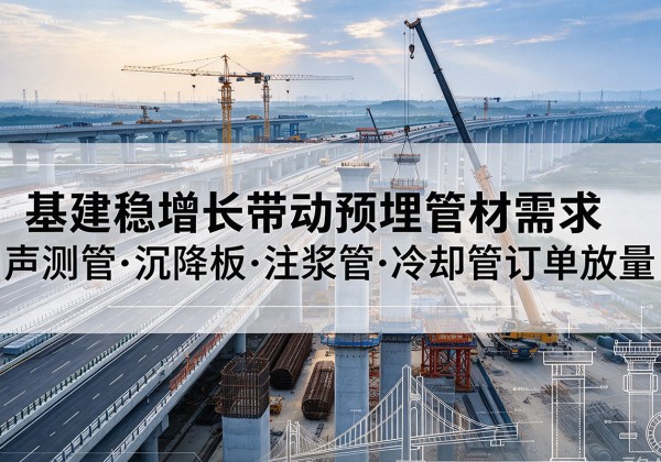 于都基建稳增长带动预埋监测管材需求，声测管、沉降板、注浆管订单持续放量